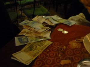 Big spenders at dinner - 1 euro = 300 Hungarian forints